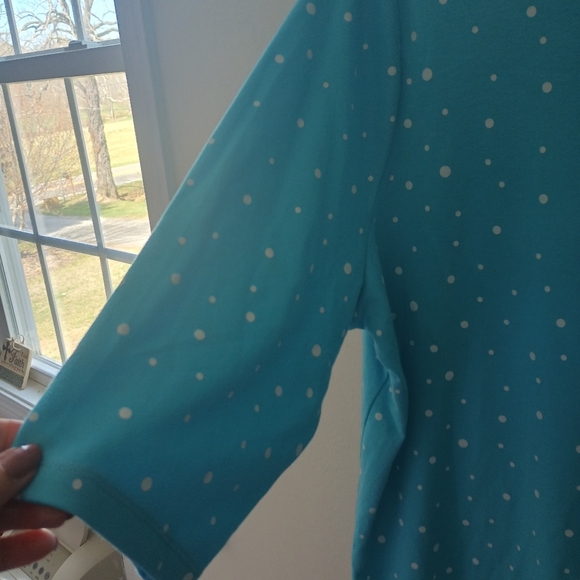 Quacker Factory Rhinestone Polka Dot 3/4 Sleeve Top - Picture 4 of 4